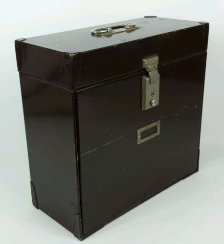 VINTAGE METAL Office Port A File With Secret Lock Box Lid Storage Loft Decor