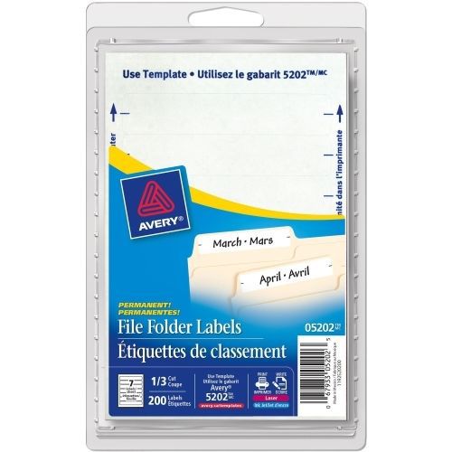 Avery Filing Label - 0.69&#034; Wx 3.44&#034; L - 252/Pack - Laser, Inkjet - White