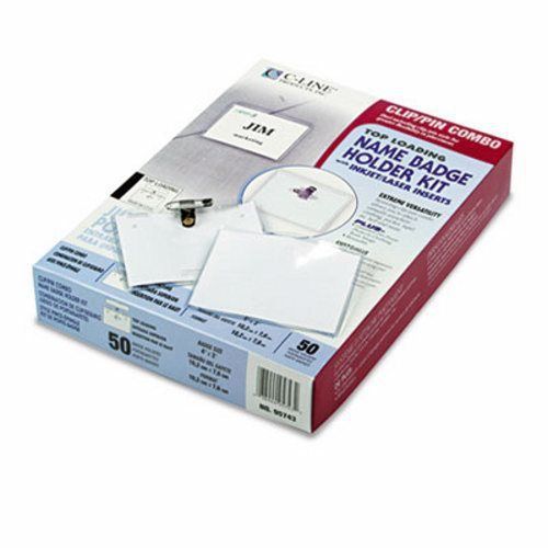 C-line Badge Holder Kits, Top Load, 3 x 4, White, Clip/Pin, 50/Box (CLI95743)