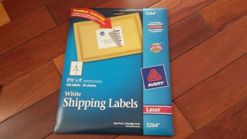 AVERY 5264 White Shipping Labels 3-1/3&#034; x 4&#034; 150 labels Laser TrueBlock