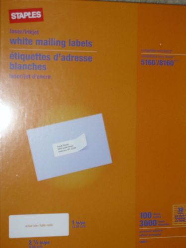 Staples Laser/Inkjet 3000 Address Mailing Labels18057 Avery 5160 / 8160