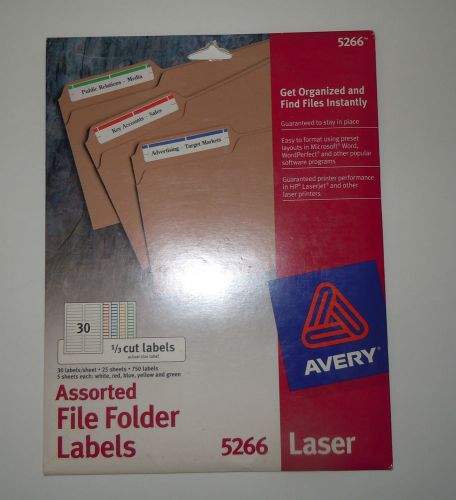 AVERY 5266 - ASSORTED FILE FOLDER LABES - 1/3 CUT LABELS - 750 LABELS