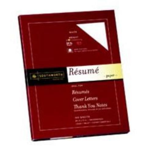 Southworth Resume Paper 100% Cotton 24lb White with Instruction Guide 100 Count