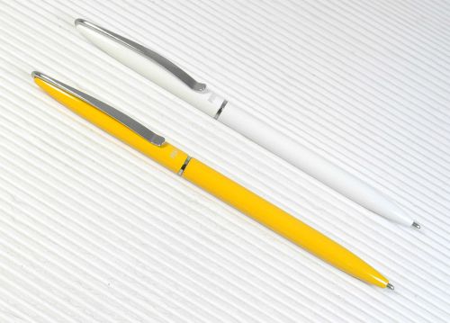 ORANGE &amp; WHITE slim barrel POKY bp 152 ball point pen BLUE ink