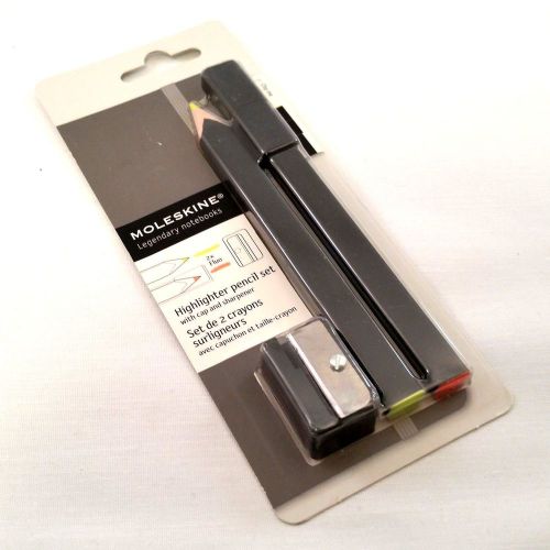 Moleskine highlighter pencil set, black, large point orange and yellow lead for sale