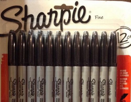 12 Black Sharpie Fine Point Permanent Markers, 12-ct  Black