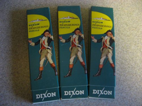 RARE VINTAGE 3 BOX LOT OF DIXON TICONDEROGA PENCILS 1388  #3  ETHAN ALLEN  BOX