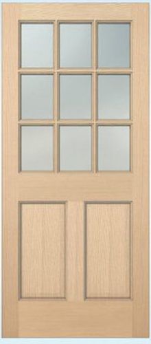 Exterior Hemlock Solid Stain Grade French Doors 9 Lite Over Bottom Raised Panels