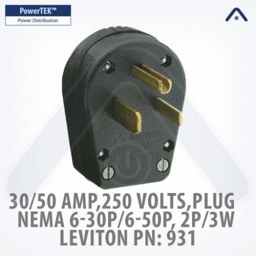 Leviton 931  2plole 3wire  grounding  angle plug 30a or 50a -250v for sale