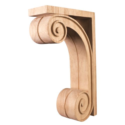 Scrolled Wood Bar Bracket Corbel. 3&#034; x 9&#034; x 14&#034; Rubberwood