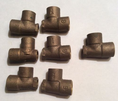 BRASS BASEBOARD BLEEDER TEES 1/2&#034; C x 1/8&#034; fip x 1/2&#034; C - LOT OF  7