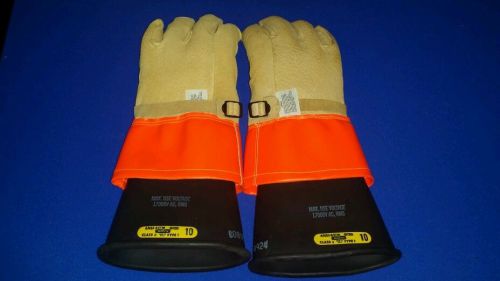 NORTH BRAND 17K volt tested Rubber Insul.Electrical Linemans Gloves sz10