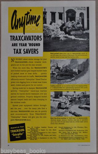 1951 TRAXCAVATOR advertisement, Trackson Caterpillar HT-4 loader Canadian advert