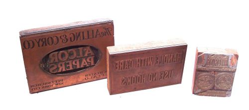 Vintage letterpress printing blocks - 3 pcs for sale