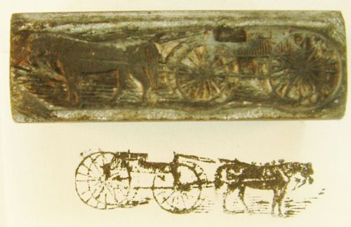 Vintage letterpress all-metal printing block: farm equipment large market wagon for sale