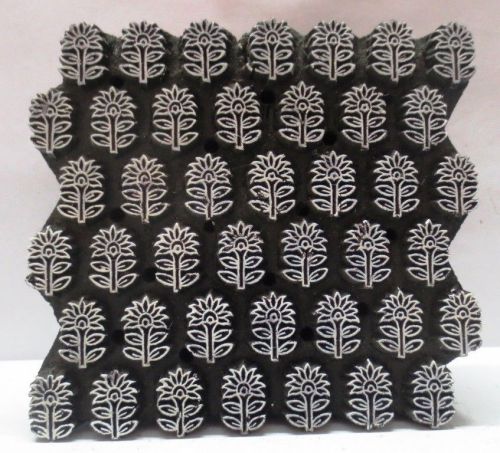 INDIAN WOODEN HAND CARVE TEXTILE PRINTING FABRIC BLOCK STAMP FINE FLORAL DESIGN