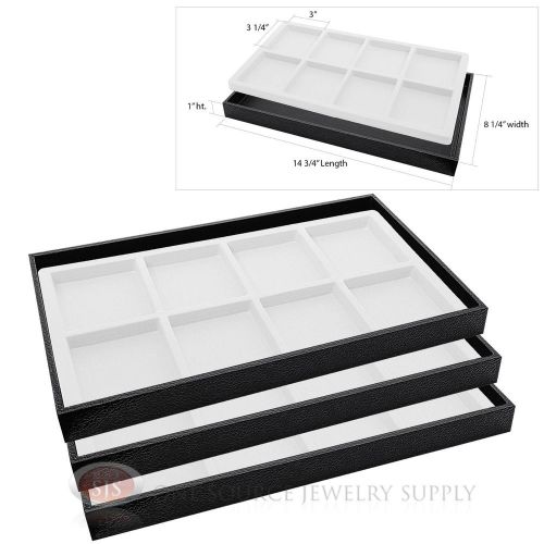 3 wooden sample display trays 3 divided 8 compartment white tray liner inserts for sale