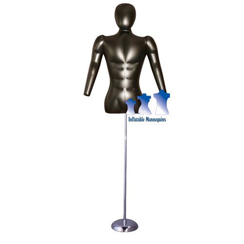 Inflatable male torso w/ head &amp; arms, black and ms1 stand for sale