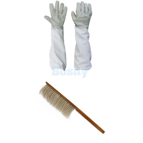 Beekeeping Gloves Goatskin Bee Keeping + Horse Bristle Beekeeper Hive Brush Tool