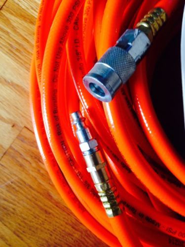 Pvc air hose 100&#039; x 3/8&#034; by amflo with compression fittings in gc.slightly used for sale