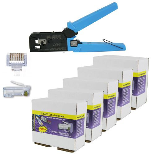 Platinum Tools 100004C EZ-RJ45 Crimper Tool with EZ-RJ45 Cat 6+ 500 Connectors