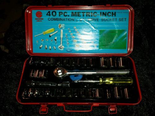 NWT CHAMPION 40 pc Metric - Inch Combination 1/4 &#034; - 3/8 &#034; Drive Socket set