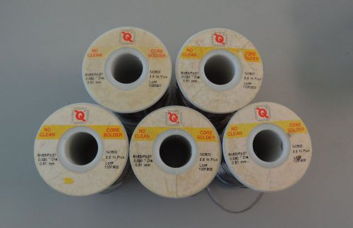 LOT OF 5 PARTIAL SPOOLS OF QUALITEK CORE SOLDER 0.020 DIA  SN63PB37