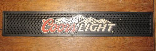 Coors Light RUBBER BAR RAIL MAT! 3 3/8&#034; X 20 1/2&#034; WIDE Man Cave Restaurant Pub