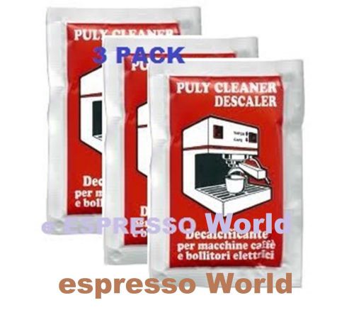 PULY BABY DESCALER FOR DOMESTIC ESPRESSO COFFEE MACHINE 3 SACHETS  OF 30 GR