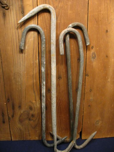 4-Butcher Meat Hanging Hook Heavy Duty Deer Cow Pig 22-25&#034; long Old farm tool