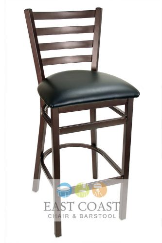 New Gladiator Rust Powder Coat Ladder Back Metal Bar Stool with Black Vinyl Seat