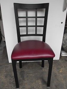 1 black metal restaurant chair burgundy vinyl seat new for sale