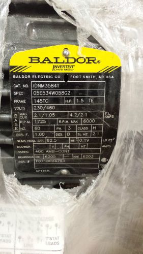 NEW BALDOR INVERTER DRIVE MOTOR IDNM3584 1.5HP