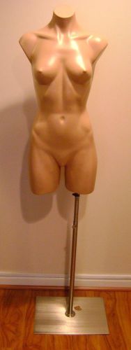 MANNEQUIN TORSO FEMALE W METAL SILVER STAND ADJUSTABLE