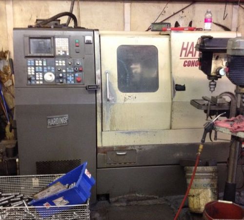 HARDINGE CONQUEST T-42 CNC LATHE, Fanuc 18T, 1.6&#034; Bar, 6&#034; Chk, 12 Tools, BF 1997