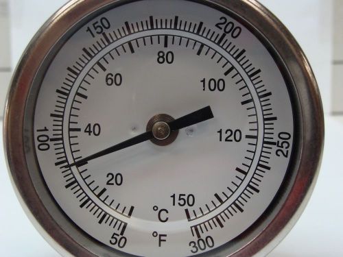 3&#034; BIMETAL THERMOMETER BACK MOUNT 12&#034; STEM 1/2&#034; NPT 50 Degrees F~300 Degrees F