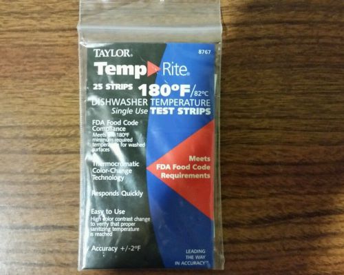 Taylor 8767 Dishwasher Test Strips 180 Degree- Temp-Rite