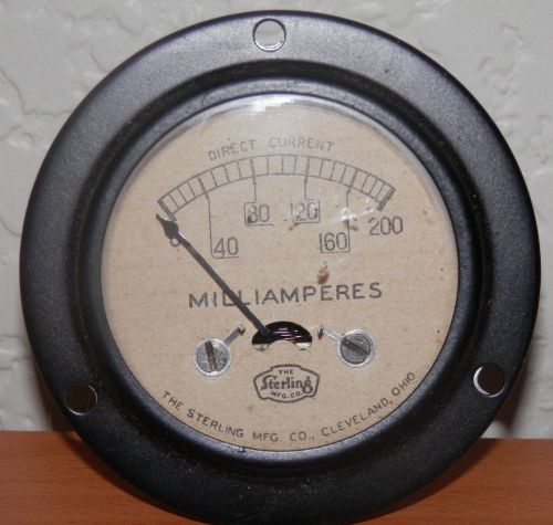 The Sterling Mfg. Co. 0-200 DC Milliamperes Analog Panel Meter Gauge