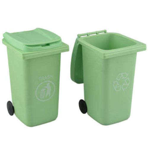 Green Wheelie Bin Desk Decor Pencil Holders