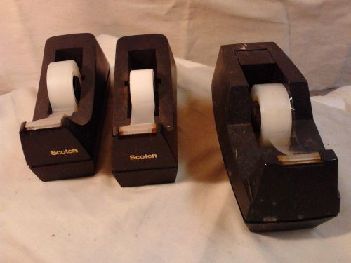 Lot 3 Tape Dispenser Scotch C38 Desktop Holds Total 1 Tape  1&#034; Core  1 Unmarked