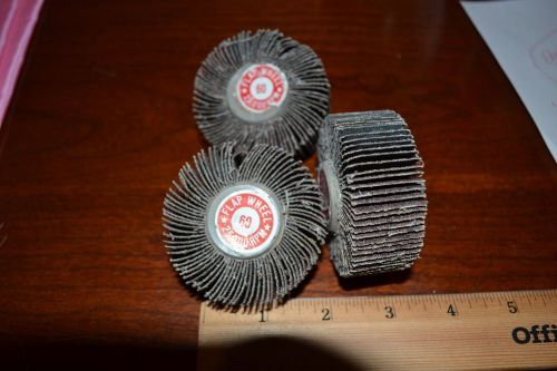 QTY=3 Flapper Wheels 2-1/2 dia x1&#034; wide 60 Grit, 1/4-20 threaded, 25000rpm