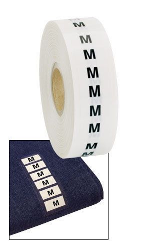 1&#034; x 2 3/4&#034; clothing size stickers -  500 adhesive strips - size &#034;m&#034; for sale