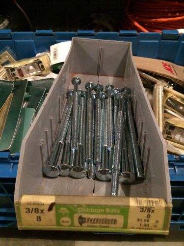 Lot Of 19 HILLMAN Carriage Head Bolts 3/8&#034; X 8 Zinc Plated Steel