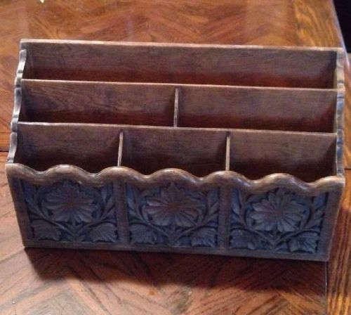 Vintage Lerner Desk Organizer Faux Wood Letter Mail Holder Caddy Mid Century