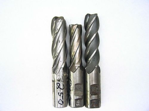 End Mill 4 Flute Radius 1&#034; Shank 2-1/2&#034;- 3&#034; LOC HSS Lot of 3