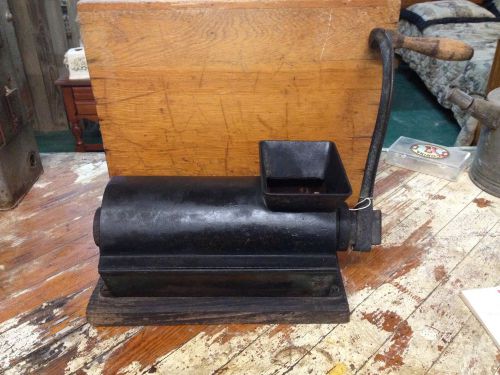 Vintage Large Cast Meat Grinder Mounted Industrial - Wooden Extruder