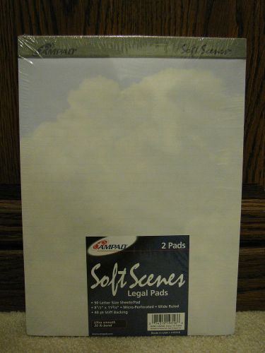 NEW Ampad Soft Scenes Decorative Legal Pads 8.5x11.75 Wide Ruled Clouds - NIP