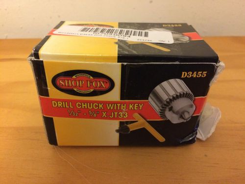 SHOP FOX D3455 5/8&#034; x JT33 DRILL CHUCK &amp; DRILL CHUCK ARBOR R8/JT33