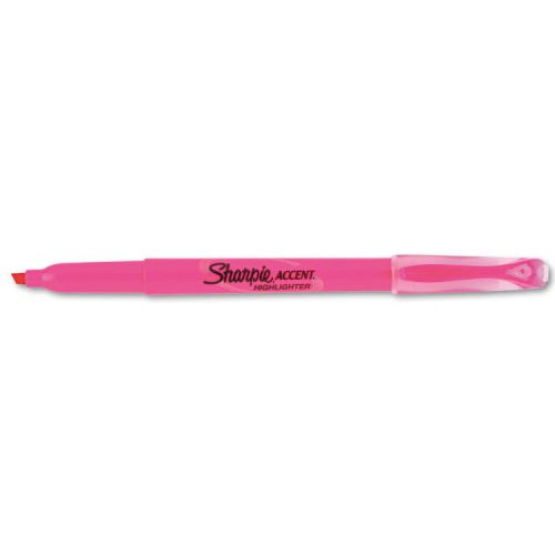 Accent Pocket Style Highlighter, Chisel Tip, Fluorescent Pink, 1 Dozen