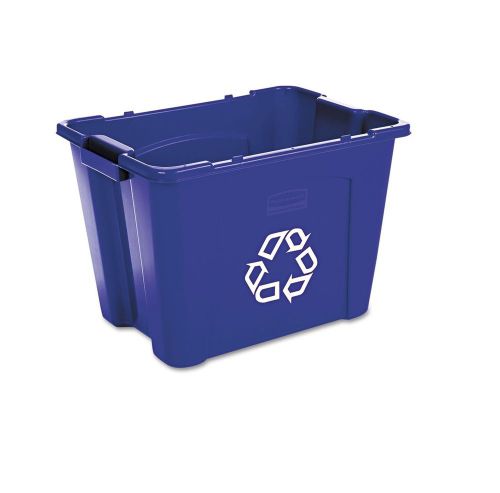 Rubbermaid Stacking Waste Collection and Recycling Bin Blue 14 Gal Polyethylene
